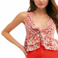 Blusa feminina Free People de malha com amarração frontal e costas nadador, vermelha, tamanho pequeno