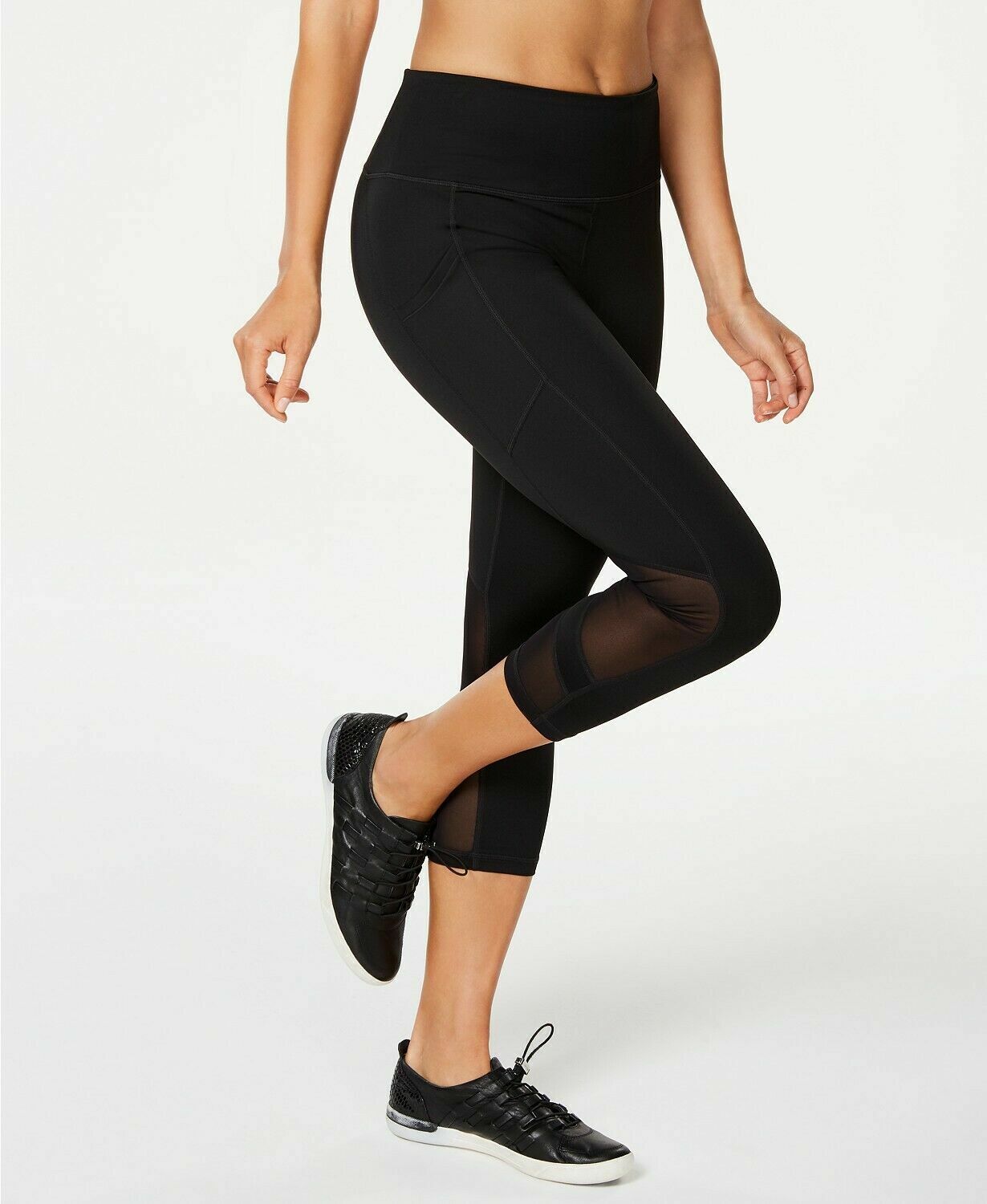 Calça legging curta Calvin Klein Performance feminina, cintura alta, com acabamento em malha, preta, tamanho 2XL