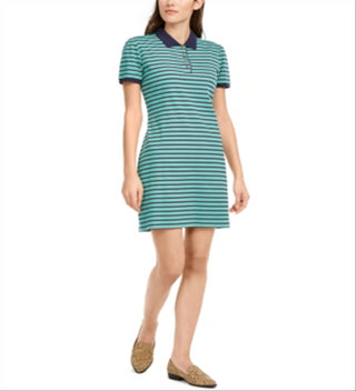 Vestido polo listrado feminino Maison Jules, verde, tamanho grande