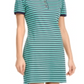 Vestido polo listrado feminino Maison Jules, verde, tamanho grande
