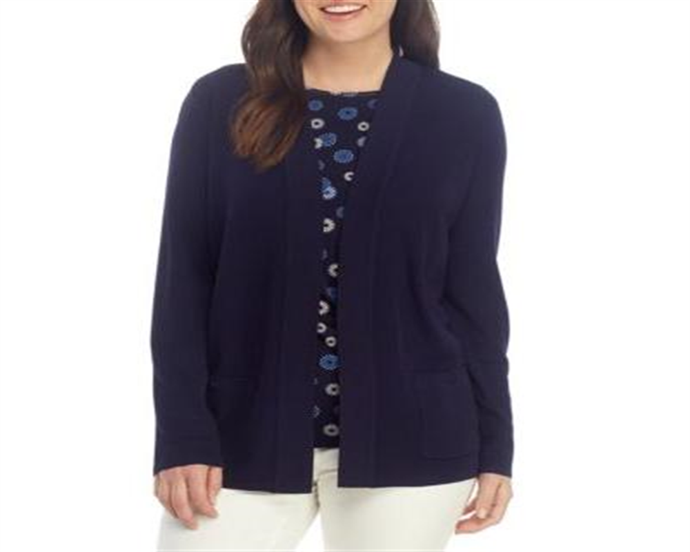 Cardigan Feminino Anne Klein Azul Tamanho Grande