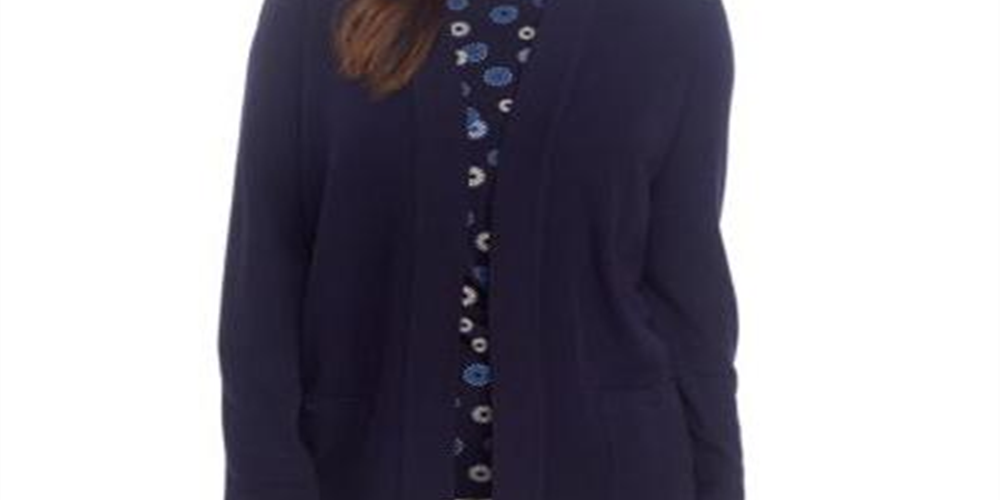 Cardigan Feminino Anne Klein Azul Tamanho Grande