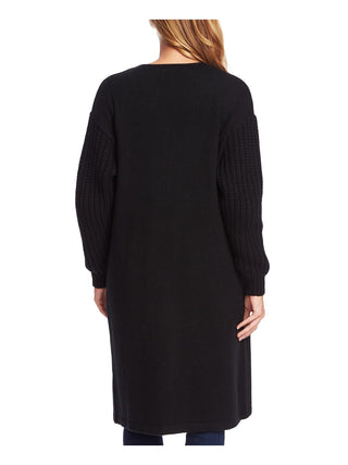 Cardigan feminino Vince Camuto de malha mista com frente aberta, preto, tamanho XS