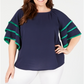 Blusa feminina Charter Club Plus com mangas em camadas, azul, tamanho 1X