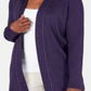 Karen Scott Cardigan Feminino com Tachas e Frente Aberta, Tamanho Cassis, Médio