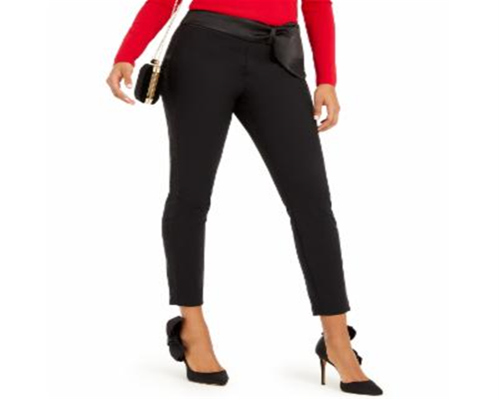 Calça skinny feminina INC Petite com cós largo, preta, tamanho 8 P