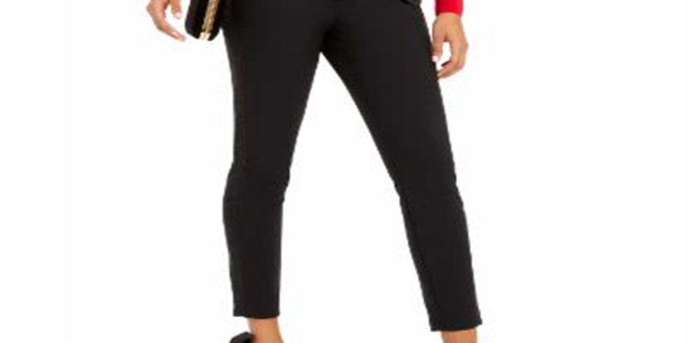 Calça skinny feminina INC Petite com cós largo, preta, tamanho 8 P