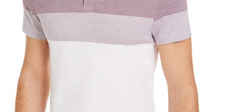 Camisa polo listrada de sarja masculina Alfani, tamanho grande, branca, combo