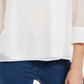 Top feminino Charter Club com manga transparente, branco, tamanho pequeno G