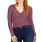 Blusa feminina Bar III com decote em V e frente franzida, rosa, tamanho extragrande