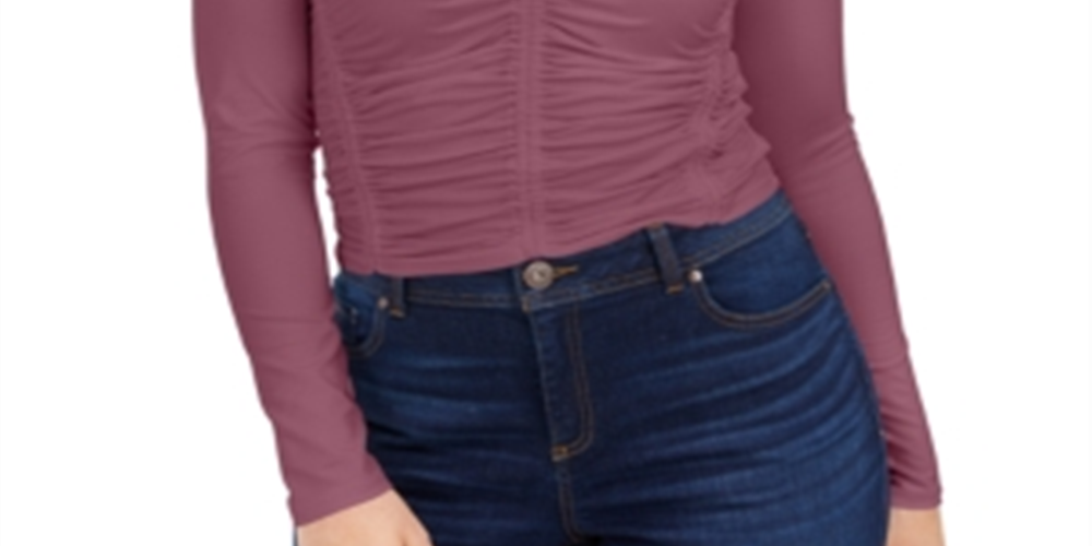 Blusa feminina Bar III com decote em V e frente franzida, rosa, tamanho extragrande