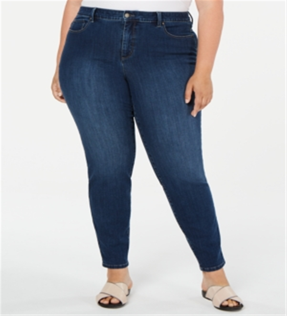 Calça jeans skinny feminina Charter Club Plus Windham Tummy Control, azul, tamanho 22W
