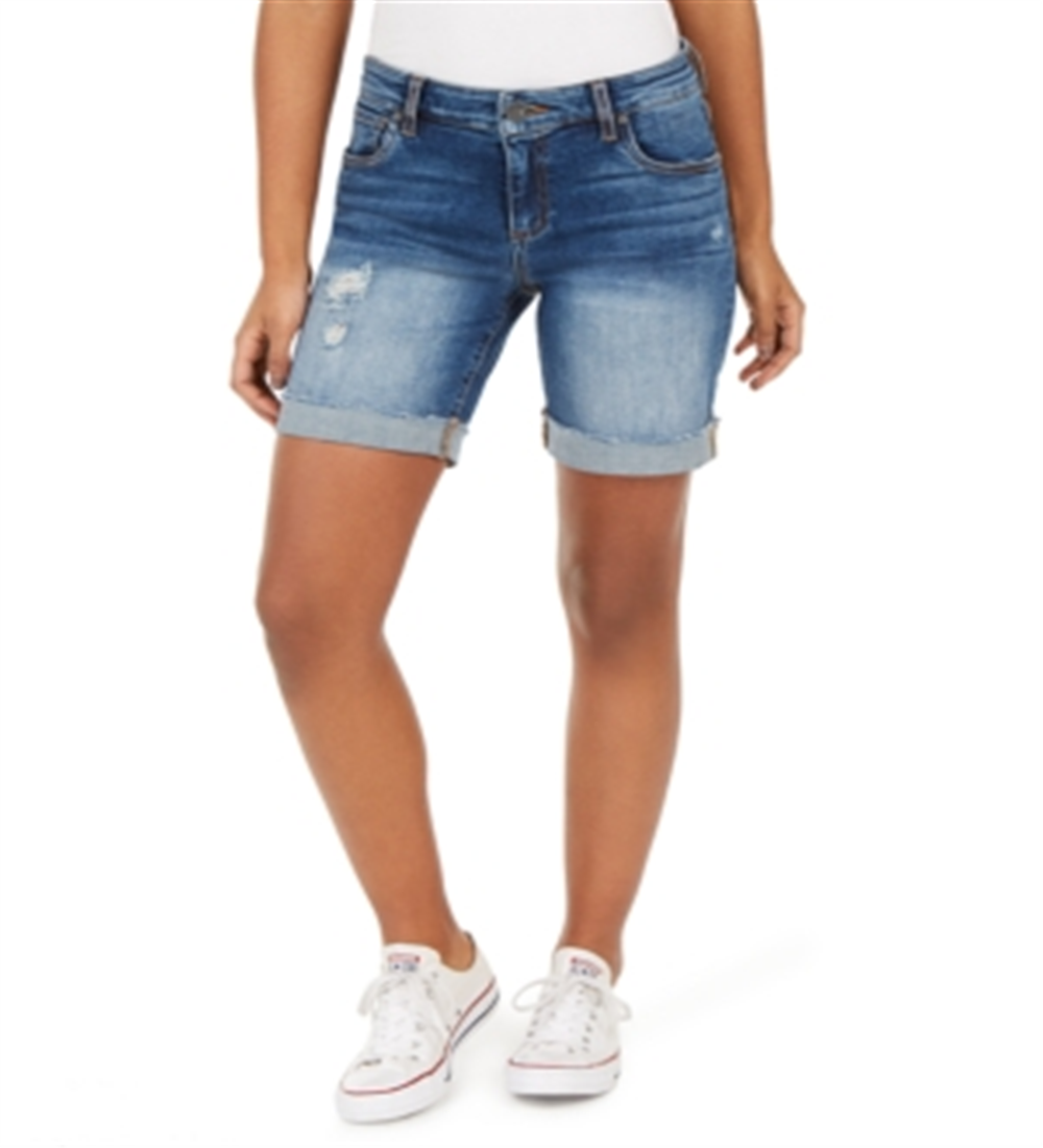 Shorts jeans desgastados masculinos Catherine Boyfriend da KUT from the Kloth, azul, tamanho 2