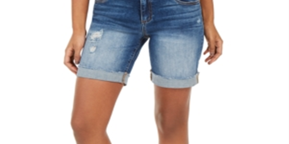 Shorts jeans desgastados masculinos Catherine Boyfriend da KUT from the Kloth, azul, tamanho 2
