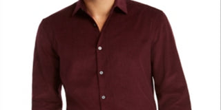 Camisas casuais de veludo cotelê com botões Sangria da Alfani para homens, tamanho XX-G, vermelha