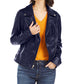 Jaqueta de couro sintético feminina Tommy Hilfiger para motociclista, azul, tamanho grande