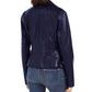 Jaqueta de couro sintético feminina Tommy Hilfiger para motociclista, azul, tamanho grande