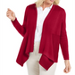 Cardigan feminino JM Collection com nervuras mistas e botões, vermelho, tamanho pequeno