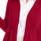 Cardigan feminino JM Collection com nervuras mistas e botões, vermelho, tamanho pequeno