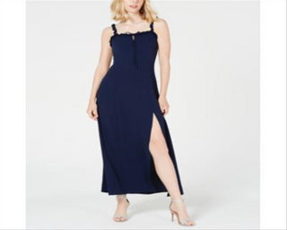 Vestido longo sem mangas para o dia Teeze Me feminino, azul, tamanho 11