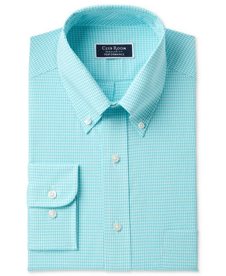Camisa social masculina com estampa xadrez Club Room, tamanho azul-marinho, 16x32-33