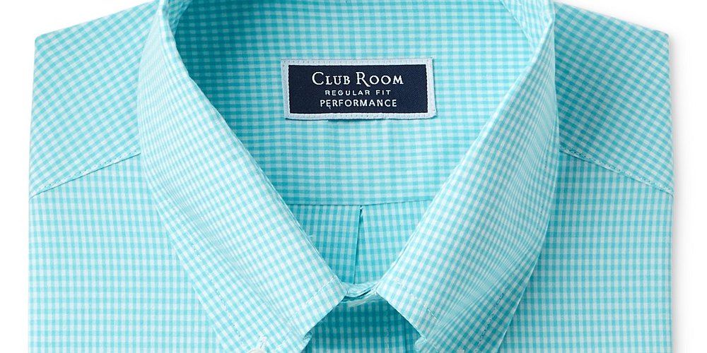 Camisa social masculina com estampa xadrez Club Room, tamanho azul-marinho, 16x32-33