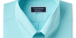 Camisa social masculina com estampa xadrez Club Room, tamanho azul-marinho, 16x32-33
