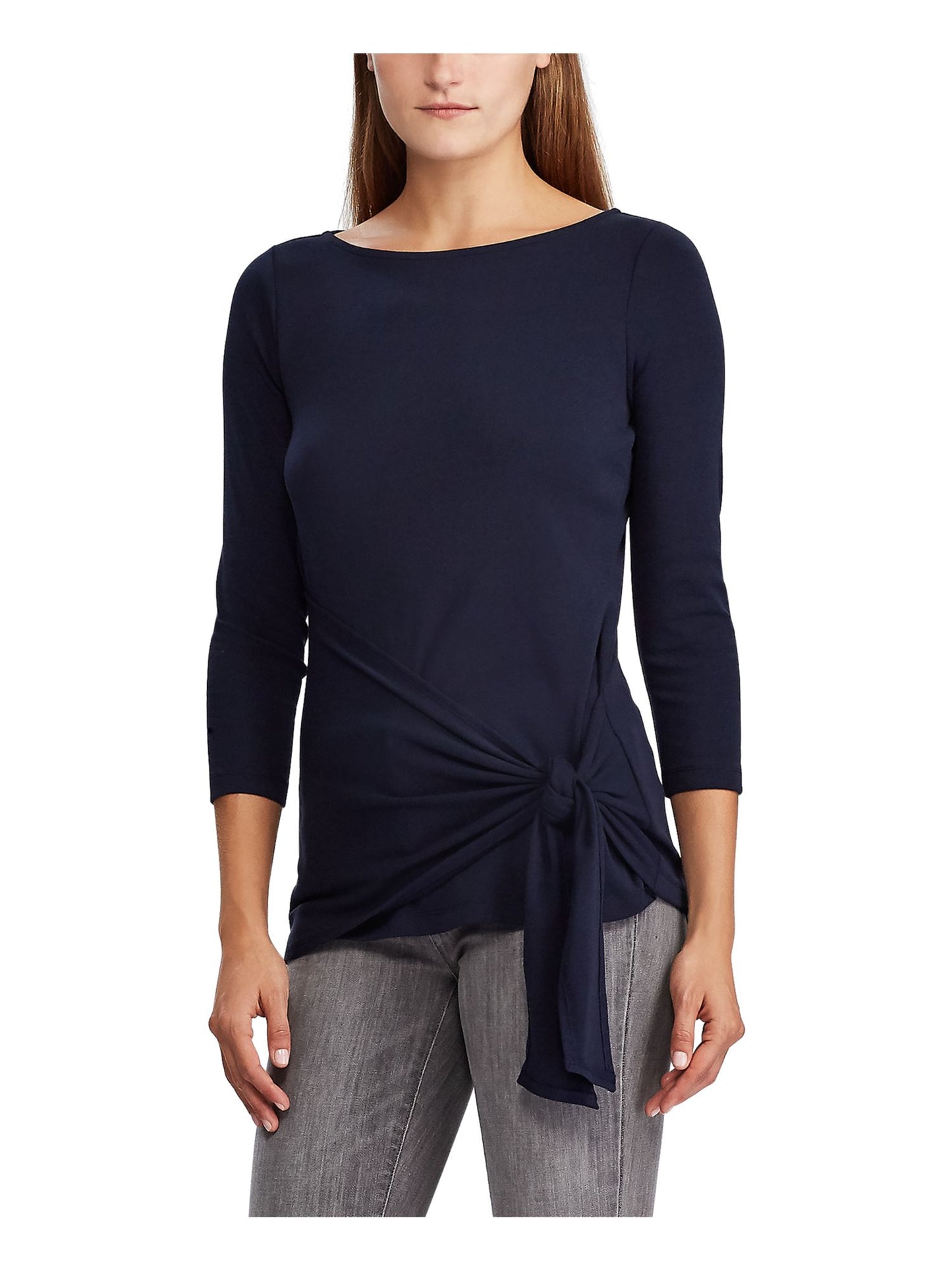 Ralph Lauren Blusa Feminina Manga 3/4 Gola Canoa Azul Tamanho P