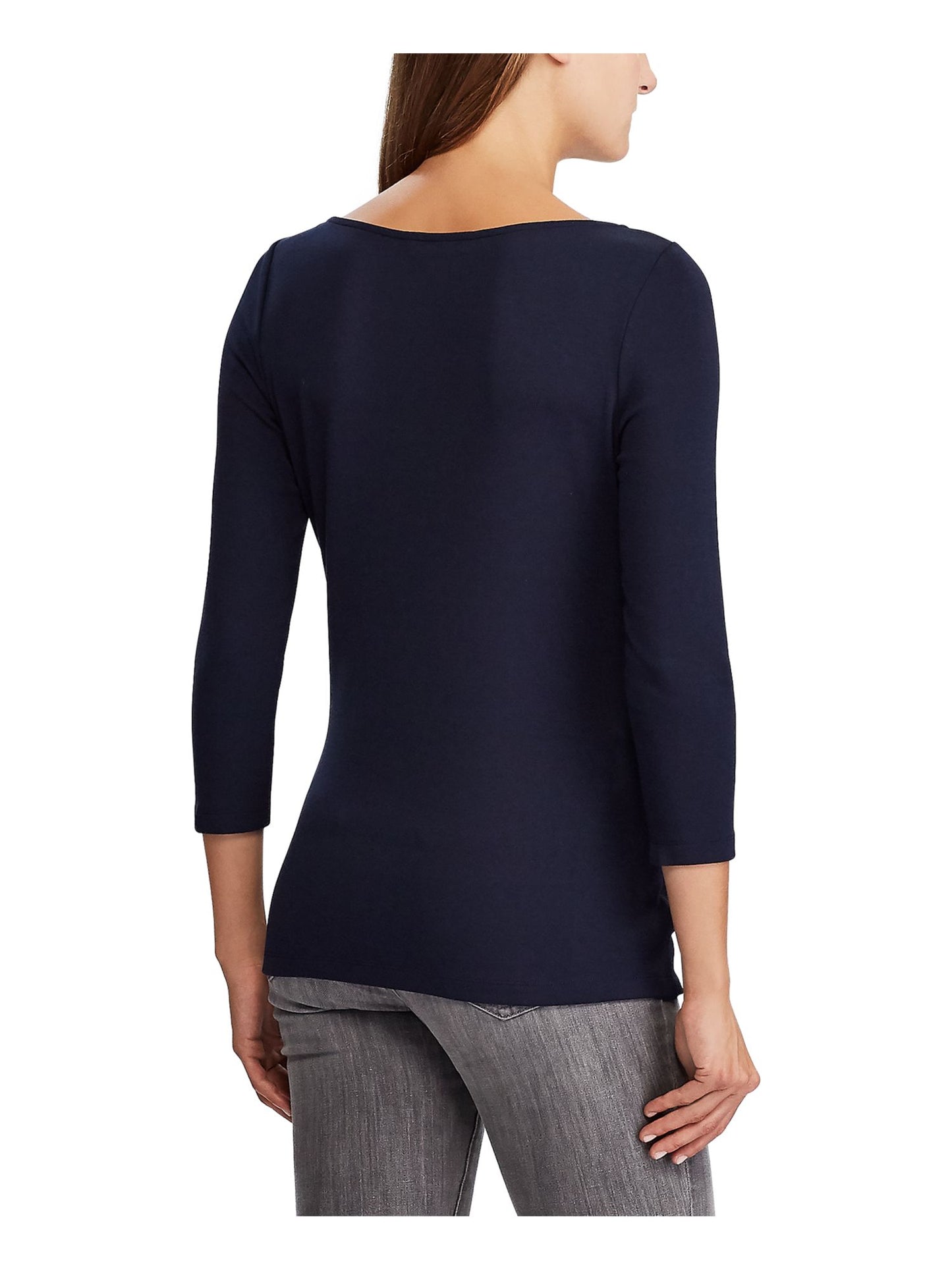 Ralph Lauren Blusa Feminina Manga 3/4 Gola Canoa Azul Tamanho P