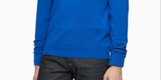 Calvin Klein Suéter Masculino Gola V Lã Pulôver Azul Tamanho P