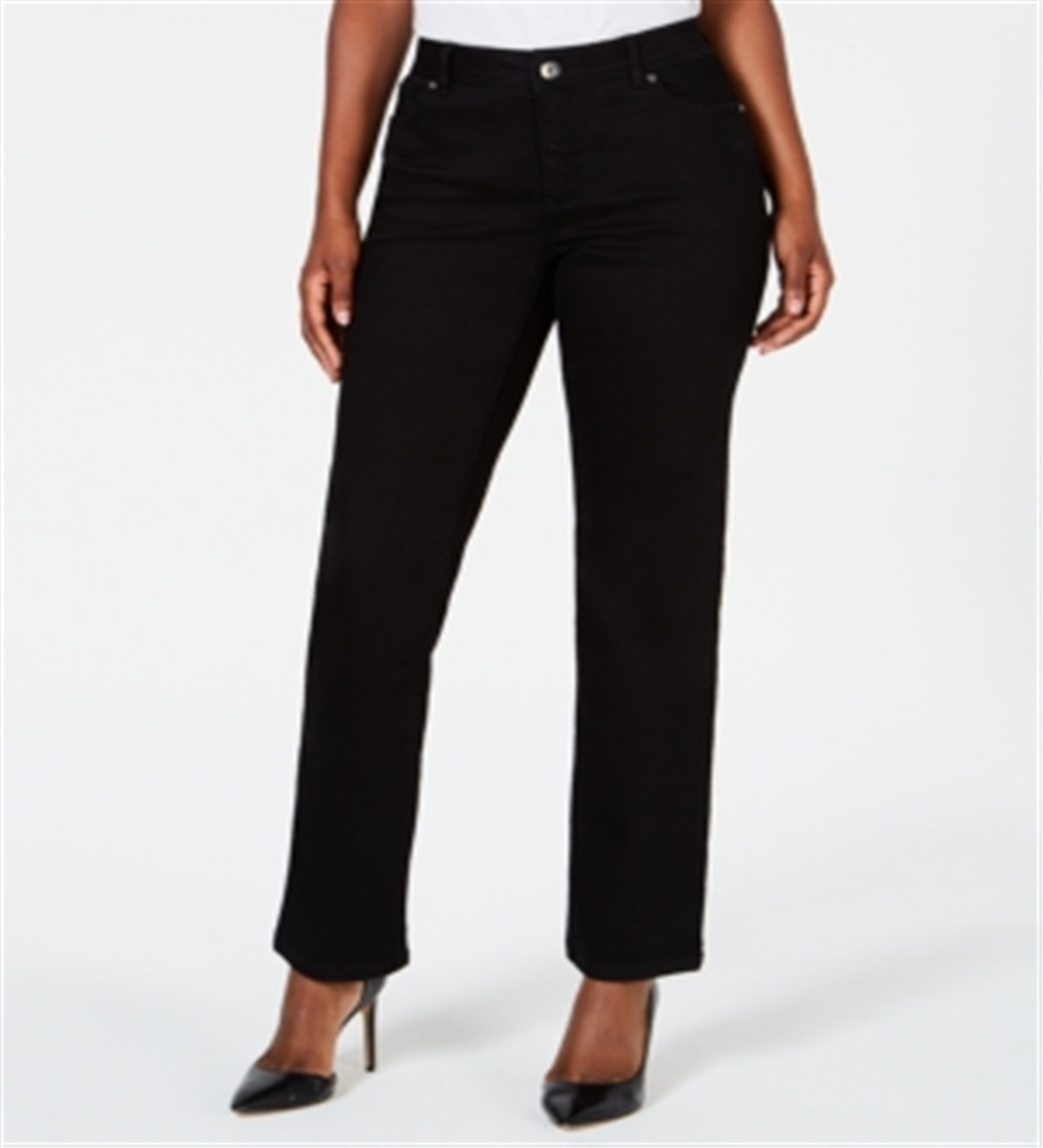 Calça jeans feminina com controle de barriga e ajuste curvilíneo, tamanho 0, preta, da INC International Concepts