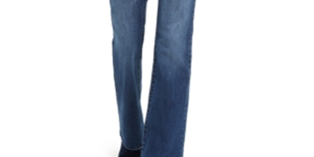 Calça jeans feminina INC International Concepts, cintura alta, ajuste curvilíneo, com botões, corte bootcut, azul, tamanho 16