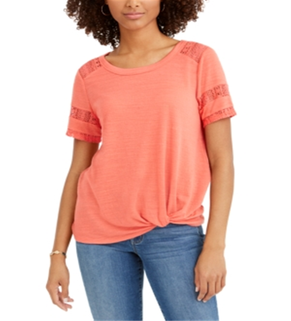 Top de renda com encaixe feminino Style &amp; Co, laranja, tamanho médio