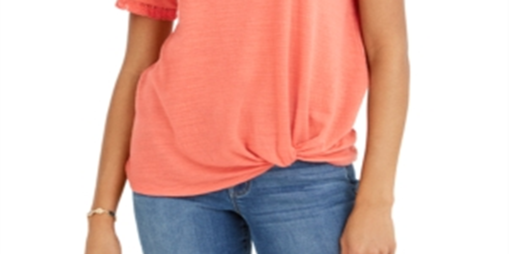 Top de renda com encaixe feminino Style &amp; Co, laranja, tamanho médio