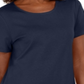 Karen Scott Blusa feminina de algodão com decote redondo e bainha com botões, azul, tamanho X-S