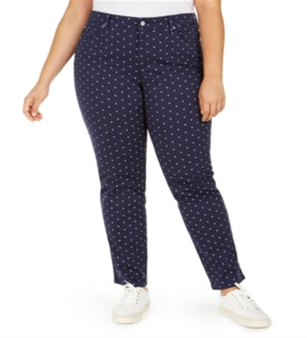 Calça jeans reta feminina Charter Club Plus Print, azul, tamanho 18W