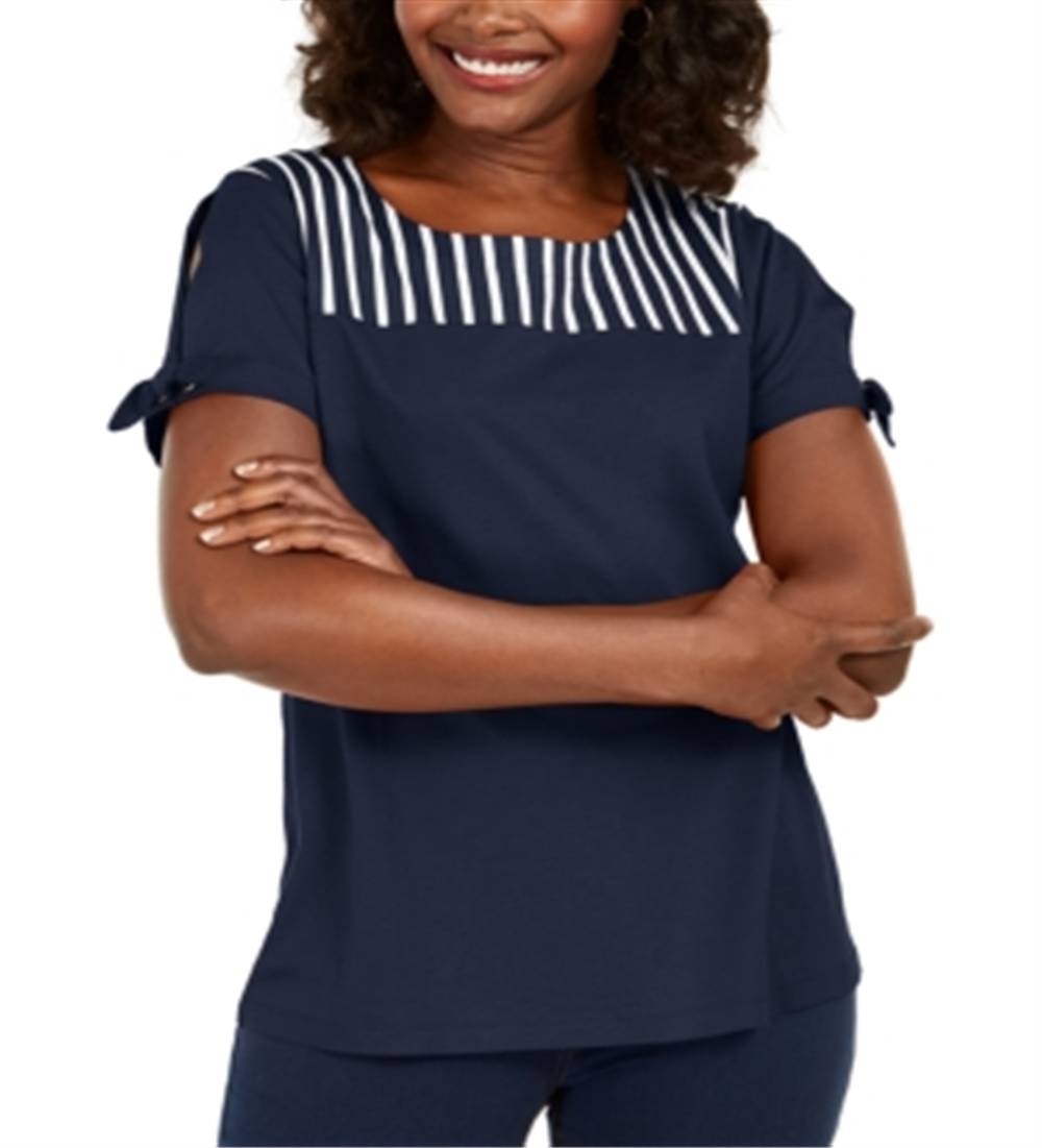 Karen Scott Blusa Listrada Feminina Azul Tamanho X-S