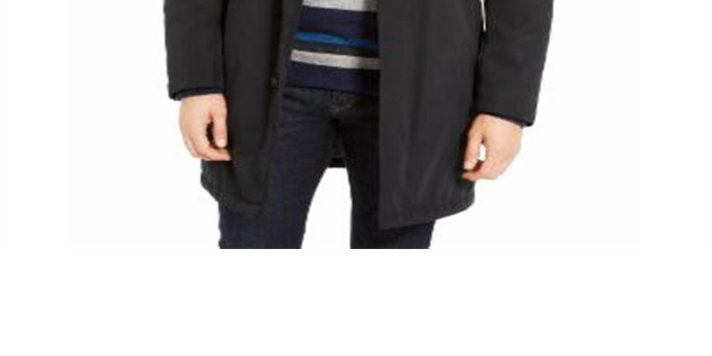 Capa de chuva aquecida masculina Lauren Ralph Lauren, preta, tamanho 38 R