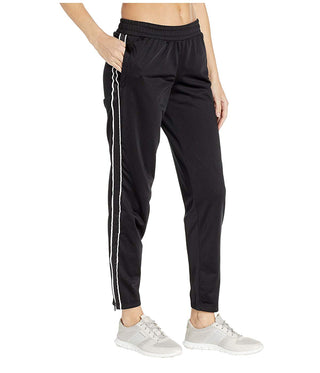 Calça de corrida listrada feminina Champion, preta, tamanho X-S