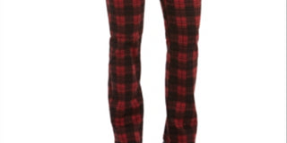 Calça jeans feminina xadrez Lexington Charter Club preta tamanho 6 pequena