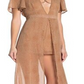 Material Girl Vestido Feminino Manga Curta MIDI Hi Lo Marrom Tamanho X-G