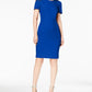 Vestido de coquetel Calvin Klein feminino, manga curta, acima do joelho, azul, tamanho 10