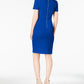 Vestido de coquetel Calvin Klein feminino, manga curta, acima do joelho, azul, tamanho 10
