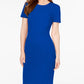 Vestido de coquetel Calvin Klein feminino, manga curta, acima do joelho, azul, tamanho 10