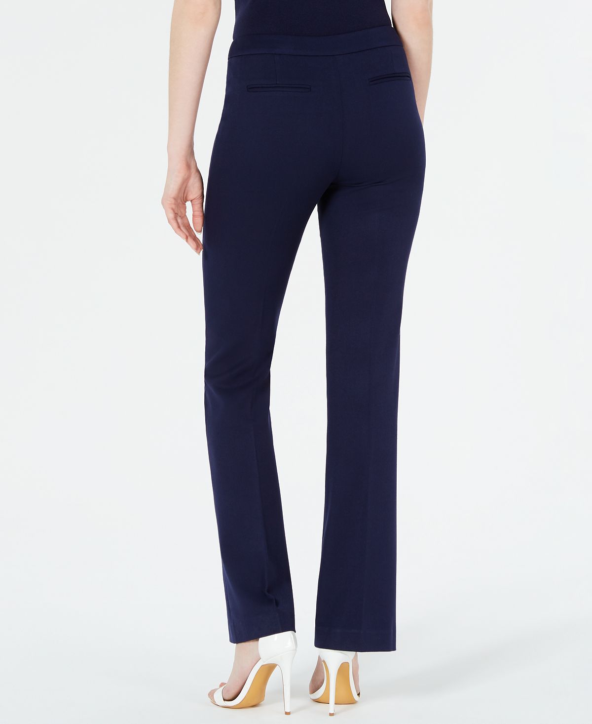 Calça feminina Anne Klein Flare Leg Twill Stretch Azul Tamanho 14