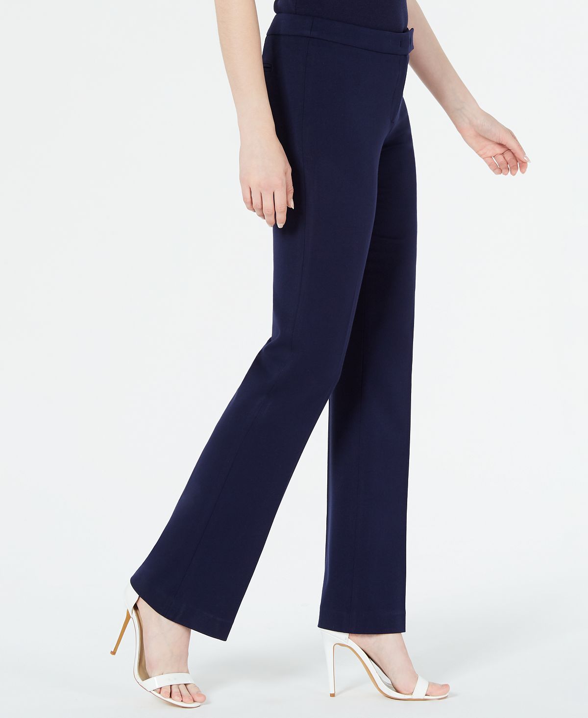 Calça feminina Anne Klein Flare Leg Twill Stretch Azul Tamanho 14