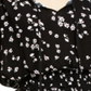 Blusa camponesa estampada com cintura franzida Ultra Flirt Junior, preta, tamanho grande