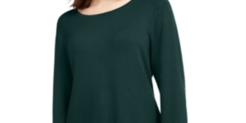 Suéter túnica assimétrica com ilhós e strass feminino INC International Concepts, verde, tamanho pequeno