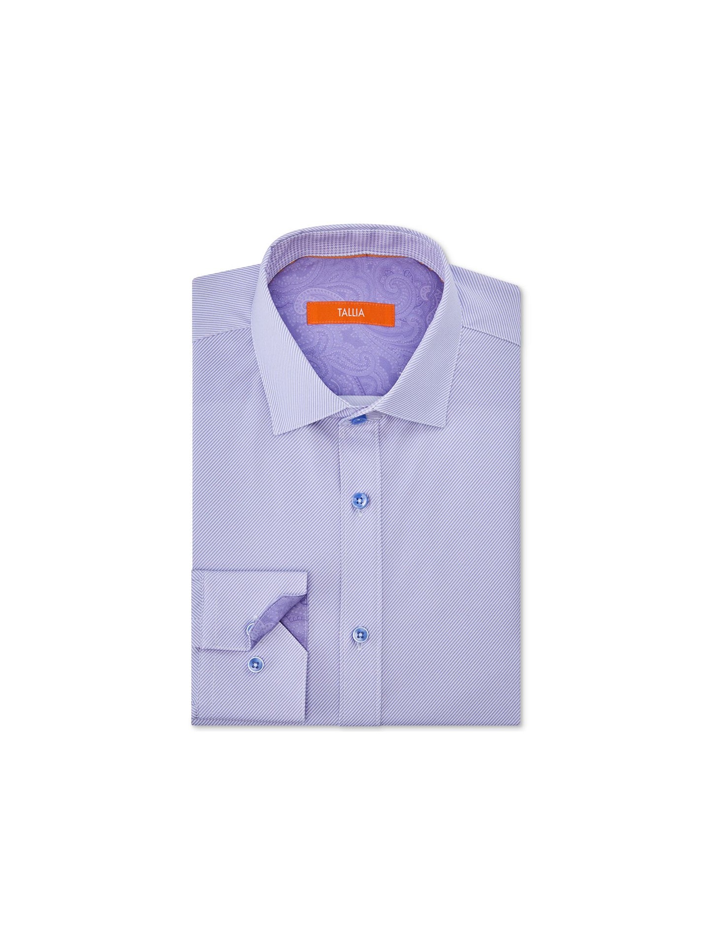 Camisa social masculina Tallia com gola listrada e ajuste clássico, roxa, tamanho 34-35