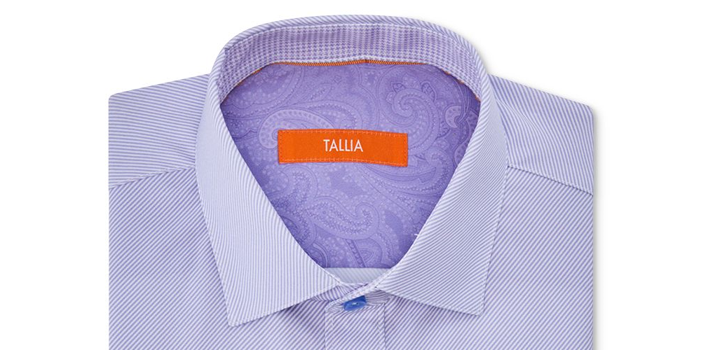 Camisa social masculina Tallia com gola listrada e ajuste clássico, roxa, tamanho 34-35
